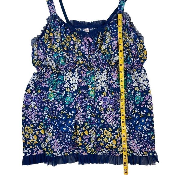Cacique Plus Blue Floral Slip Dress Nightie Lingerie 18/20 Babydoll Tank top - Picture 9 of 9